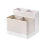 Poeland Desktop Storage Organizer Pencil Card Holder Box Container for Desk, Office Supplies, Vanity Table Tan