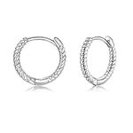 LYTOPTOP Silver Hoops Earrings for Women | Small Sterling Silver Post Hypoallergenic Twist Rope Hoops Earrings, Tiny Huggies Sleeper Cartilage Earrings for Women Men Girls, 6mm