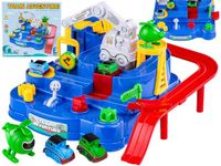 Amitasha Car Parking Adventure Race Track Toy with Train Helicopter Vehicle Playset for Kids