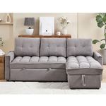 FANYE L-Shaped 3-Seaters Reversible Sleeper Sectional Sofa W/Pull Out Couch Bed and Storage Chaise for Living Room, Chenille Tufted Upholstered Convertible Sofabed with USB and Type-C Charging Ports