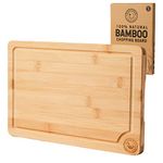 HAVENIX Wooden Chopping Board & Serving Tray – 100% Natural Organic Bamboo Cutting Board | Multi-Purpose Wooden Tray with Juice Grooves for Carving Meat, Vegetables, Fruits & Bread (30 x 20 x 2 cm)