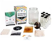 Craft A Brew - Kombucha Deluxe Starter Kit - For Home Brewing - Includes Kombucha Kit and SCOBY, plus 8 16oz Reusable Kombucha Bottles, Stainless Funnel and Strainer, and PH test Strips