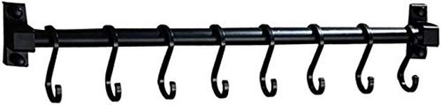 INDIAN DECOR. 28611 Kitchen Utensil Rack 19.68"/50CM Pan Pot Rack Wall Mounted Utensil Hanger Holder Bar with 8 Removable Hooks for Kitchen Utensils (Black)