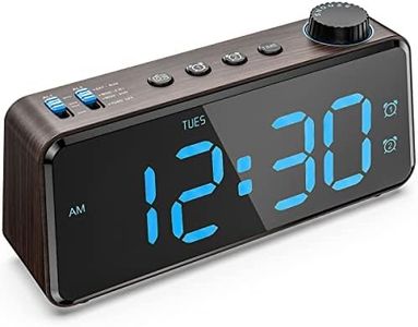 ANJANK Digital Radio Alarm Clock, 0-100% Dimmable, Double Alarm Clock with Weekdays/Weekend, USB Charger, Easy Setting, Mains Operated with Battery Backup, Large Display, Very Easy to Read All Rooms