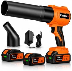 Plymax Cordless Leaf Blower, 800,000 RPM Electric Handheld Blower, Leaf Blower Cordless with 2×4.0Ah Batteries & Charger,Snow Blowers with 2-Nozzles for Patio,Lawn Care,Dust,Snow & Car Drying, Orange