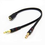 Mobihopper Gold Plated 2 Male To 1 Female Auxiliary 3.5Mm Headphone Earphone Mic Audio Y Splitter Cable For Pc Laptop (Black)