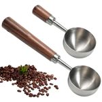 2 PCS Coffee Scoop Vintage Coffee Measuring Spoon Retro Stainless Steel Coffee Spoon Long Wooden Handle Coffee Scoop Kitchen Utensil for Scooping, Measuring & Serving Perfect for Coffee Tea, and More