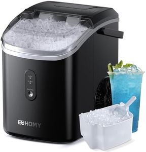 EUHOMY Macchina per cubetti di ghiaccio, 15 kg/24 h, produzione in 6 minuti, Crushed Ice Maker, Nuggets Ice, pulizia automatica, 120 W, macchina per cubetti di ghiaccio da tavolo, sensore a