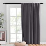 NICETOWN Sliding Door Curtains, Wide Thermal Blackout Patio Door Curtain Panel, Vertical Blind, Sliding Glass Door Drapes with Back Tab & Rod Pocket for Garege Basement (Gray, W80 x L84, 1 Piece)