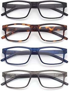 Colloddiss 4-Pack Reading Glasses for Men Women, Spring Hinge Readers Glasses, Blue Light Blocking Eyeglasses SR20523, Black Blue Gray BrownTortoise 1.75 x