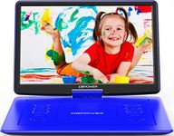 DBPOWER 17.9" Portable DVD Player with 15.6" Large HD Swivel Screen, Support DVD/CD/USB/SD Card and Others Multiple Disc Formats, with 6-Hour Built-in Rechargeable Battery, High Volume Speaker, Blue