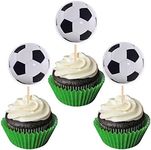 Xsstarmi 24 Pack Soccer Cupcake Toppers Glitter Football World Cup Cupcake Picks for Ball Sports Theme Baby Shower Soccer Players Kids Birthday Party Cake Decorations Supplies