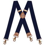 Dresime Mens Braces for Trousers with Strong 4 Hook-Clips, Vintage Suspenders Braces for Men & Women Heavy Duty Elastic Adjustable X Shape