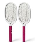 Weird Wolf Heavy Duty Mosquito Racket Bat | Rechargeable Electric Fly Swatter | Mosquito Killer Racquet with Type-C Charging and 6 Months Warranty (Maroon) | Pack of 2