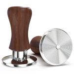 KYONANO 58.5mm Espresso Coffee Tamper, 30lb Spring-Loaded Calibrated Tamper with 304 Stainless Steel, Cuibourtia Wooden-Handle Barista Tamper Compatible with Over 58mm Rancilio, Gaggia Portafilter