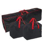 Ram® BLACK 3 Pieces Large Christmas Tree Bag With 2 x Decorations Bag With Zip Waterproof Christmas Tree Storage Bags And Decorations Bag