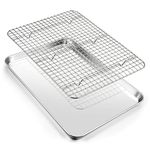 Joyfair Baking Sheet with Gird Rack Set(16 x 12 Inch), Stainless Steel Oven Cookie Pan Tray with Cooling Rack, for Meat, Biscuits, Bacons, Non-Toxic & Heavy Duty, Rust-Free & Dishwasher Safe - 2 Pack