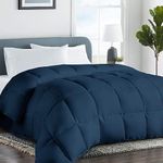 Down Alternative Comforter Duvet Insert Corner Ties,Fluffy Lightweight Warm All Season Soft Reversible Hotel Collection (Navy, California King)