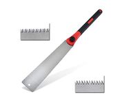 Meichoon Japanese Style Hand Saw - Ryoba Double Edge Pull Saw Interchangeable Flush Cut Saw 12.5 Inch Flexible Blade Handsaw for Woodworking DC718