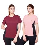 White Moon Women's Gym T-Shirt Combo (Pack of 2) | High-Performance Workout Tops | Dry Fit, Breathable, Round Neck, Half Sleeve Activewear for Women | Ideal for Gym & Fitness