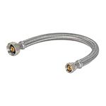 Eastman 30 inch Steel-Flex Braided Faucet Connector, 1/2 Inch FIP x 3/8 Inch Compression, Stainless Steel Faucet Supply Line, 48007