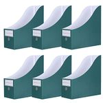 Srvnpioy Pack of 6 Magazine File Holder with Lables, Cardboard Magazine Files, Recyclable Magazine Rack, Document File Organiser Rack for Office School Home, Green