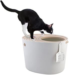 Iris Ohyama, Maison de Toilette pour Chat avec Pelle, Max. 7 kg, Beige, Ouverture en Haut, Bac a Litiere avec Couvercle, Amovible, pour Chaton, Grande Capacité, Sans BPA, Nettoyage Facile, PUNT-530