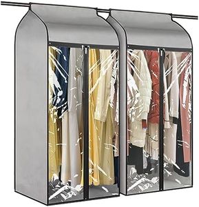 Univivi Hanging Garment Bags,2PCS Garment Clothes Cover Protector Garment Rack Cover Protector Well-Sealed Dress Bags with Clear Windows for Suits Long Dresses(54 Inch)
