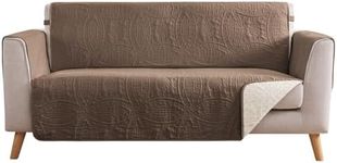 Pamhaven Toffee Loveseat Covers 2 Cushion Couch, Water-Repellent Sofa Cover for Love Seat, Washable Quilted Couch Covers, Pet Friendly Sofa Slipcovers (Loveseat 56", Raw Umber)