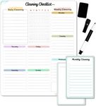 Cleaning Checklist Dry Erase Magnetic Whiteboard for Refrigerator | Daily, Weekly and Monthly Cleaning Chores Planner| Cleaning List Schedule for Adults