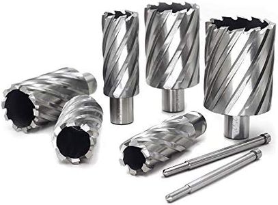 Annular Cutter Set 6pcs JESTUOUS 3/4 Inch Weldon Shank 2 Inches Cutting Depth 1 to 2 Cutting Diameter Two Flat HSS Slugger Bits for Drill Press with 2 Pilot Pins