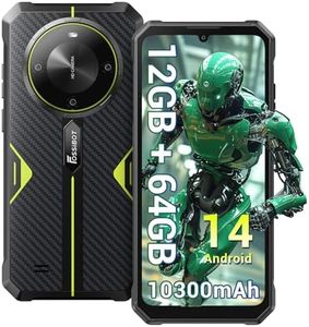 FOSSIBOT F105 Rugged Smartphone Unlocked, 10300mAh Battery Mobile Phones, Android 14 Rugged Phone, 12GB+64GB, 6.75 HD+ Outdoor Cellphone, 20MP+8MP, 4G Dual SIM, IP68 IP69K / Fingerprint/Face Unlock