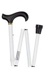 Height Adjustable White Blind Cane with Black Derby Handle