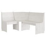 vidaXL Solid Wood Pine Corner Bench - White, Adjustable Left/Right Lounge Seat for Living/Dining Room, 151x118.5x85cm, with Backrest