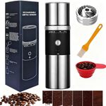 Electric Conical Burr Coffee Grinder Portable Cordless Rechargeable Coffee Maker Stainless Steel Coffee Bean Machine with 15 Fine to Coarse Grind Settings Christmas Gift (Black)