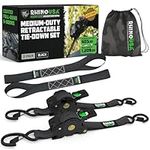 Rhino USA Retractable Ratchet Tie Down Straps (2PK) - 1,209lb Guaranteed Max Break Strength, Includes (2) Ultimate 1" x 10' Autoretract Tie Downs with Padded Handles. Use for Boat, Securing Cargo
