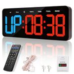 Wiskyn Gym Timer, Large 3" Digital Wall Clock,Workout Interval Timer with Remote,Count Down & Up Stopwatch, Adjustable Brightness/Volume, Fitness Digital Clock for Home, Wall & Desk Mount