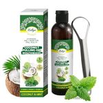 Liillya Organic Coconut Oil Pulling for Teeth and Gums with 6 Essential Oils & 3 Vitamins, Natural Mouthwash for Fresh Breath, Healthy Gums, Oral Hygiene, Alcohol-Free, Fluoride-Free, 8 oz
