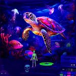 QGHOT Turtle Tapestry, Blacklight Ocean Tapestry Wall Hanging Undersea Black Light Poster for Kids Glow in the Dark Kids Tapestry for Bedroom Children Toddler Room Decor 90x70in