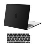 MOSISO Compatible with MacBook Air 13 inch Case 2024 2023 2022 M2 M3 Touch ID, Hard Shell Cover for MacBook Air 13.6 inch Case A3113 A2681 with Keyboard Cover Skin, Black