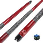 CUEBAR Pool Stick, 58 Inch Billiard Pool Cue Stick for Adults, 2-Piece House Bar Pool Table Stick Set for Men Women - Red,20 Oz