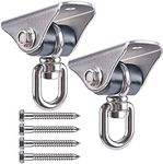 BeneLabel Heavy Duty Swing Hangers - 2 Pack Stainless Steel 360° Swivel Hooks with Screws - Rustproof, Smooth, and Quiet - for Hammocks, Porch Swings, Punching Bags