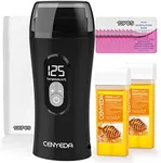 Digital Roll On Wax Kit, Honey Wax Roller Waxing Kit for Women, Roll On Wax Warmer for Hair Removal, Depilatory Soft Roll On Wax Warmer with 2 Cartridge Refill and 100 pcs Wax Strips - Super Easy To Use