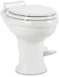 Dometic 320 RV Toilet | White | 302320081 | Standard Height | Gravity Toilet | Elongated Ceramic Bowl | Flush with Foot Pedal | for RVs, Trailers, and Outdoor Campers