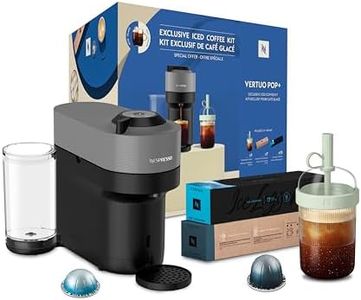 Nespresso Vertuo Pop+Coffee and Espresso Machine by Breville, Dark Grey Iced Coffee Pack with Travel Mug, Iced Coffee Capsules, Cold Brew Style Capsules