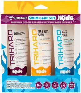 TRIHARD Essential Swim Care Kit For Kids 3-in-1 Swim Shampoo, Conditioner, Body Wash, Chlorine Kids Shampoo for Swimmers, Leave-In Conditioner, Pool Essentials, Ultimate Swimming Hair Care for Kids