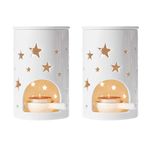 ComSaf Oil Burners Ceramic Wax Melts Holders Set of 2 - Star Pattern, Lovely Aromatherapy Essential Oil Burner Aroma Lamp Diffuser Candle Tealight Holder Home Bedroom Decor Christmas Housewarming Gift