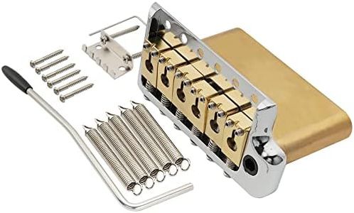 Musiclily Ultra 52.5mm(2-1/16 inch) Full Solid Brass 6-Screw PRS Style Knife Edge Tremolo Bridge for Strat Style Electric Guitar, Hybrid