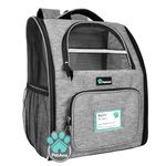 PetAmi Deluxe Pet Carrier Backpack for Small Cats and Dogs, Puppies | Ventilated Design, Two-Sided Entry, Safety Features and Cushion Back Support | for Travel, Hiking, Outdoor Use (Heather Gray)
