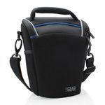 USA Gear Camera Bag in Neoprene with Adjustable Shoulder Sling, Shoulder Bag with Padded Handle, Removable Rain Cover and Weather Resistant Bottom - Compatible with Canon, Nikon, Sony, etc - Black